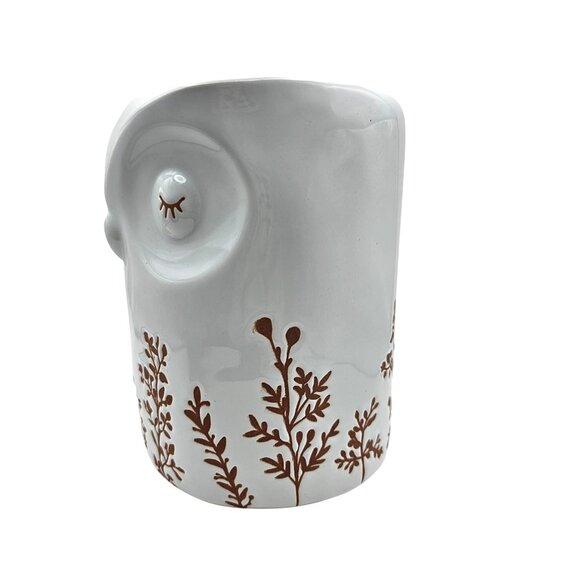 Bath & Body Works White Owl Pedestal 3 Wick Candle Holder Plant Stand - Picture 2 of 16